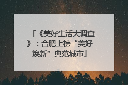 《美好生活大调查》：合肥上榜“美好焕新”典范城市