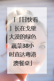 「甘快看」长在戈壁大漠的绿色蔬菜38小时直达粤港澳餐桌