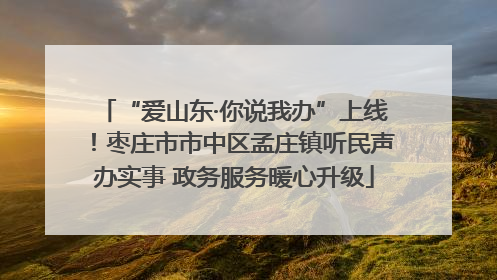 “爱山东·你说我办”上线！枣庄市市中区孟庄镇听民声办实事 政务服务暖心升级