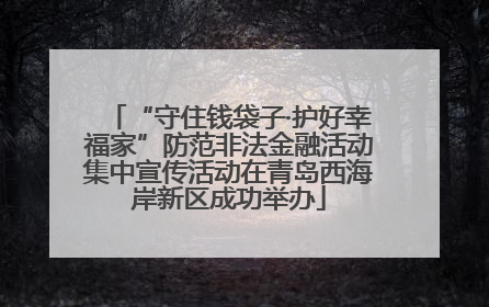 “守住钱袋子·护好幸福家”防范非法金融活动集中宣传活动在青岛西海岸新区成功举办