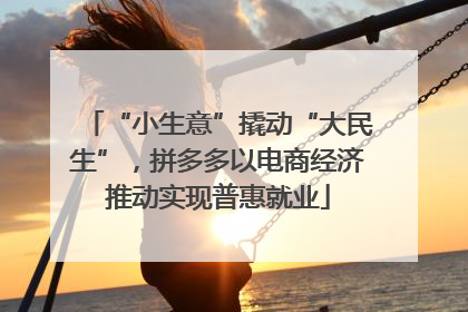 “小生意”撬动“大民生”，拼多多以电商经济推动实现普惠就业