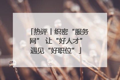 热评丨织密“服务网” 让“好人才”遇见“好职位”