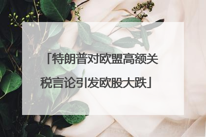 特朗普对欧盟高额关税言论引发欧股大跌
