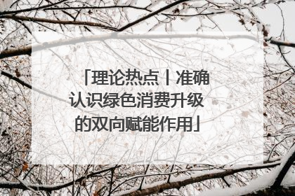 理论热点丨准确认识绿色消费升级的双向赋能作用