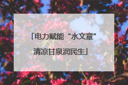 电力赋能“水文章” 清凉甘泉润民生