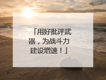 用好批评武器，为战斗力建设增速！