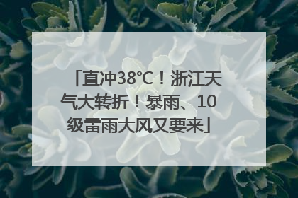 直冲38℃！浙江天气大转折！暴雨、10级雷雨大风又要来