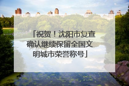 祝贺！沈阳市复查确认继续保留全国文明城市荣誉称号