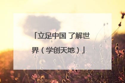 立足中国 了解世界（学创天地）