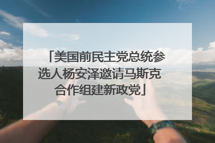 美国前民主党总统参选人杨安泽邀请马斯克合作组建新政党