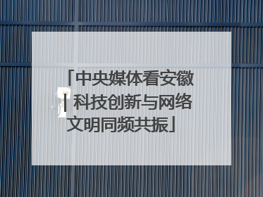 中央媒体看安徽｜科技创新与网络文明同频共振