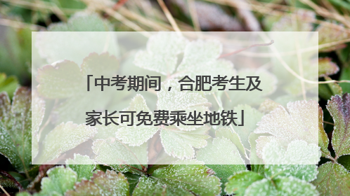 中考期间，合肥考生及家长可免费乘坐地铁