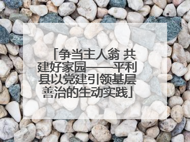 争当主人翁 共建好家园——平利县以党建引领基层善治的生动实践