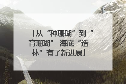 从“种珊瑚”到“育珊瑚” 海底“造林”有了新进展