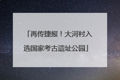 再传捷报！大河村入选国家考古遗址公园