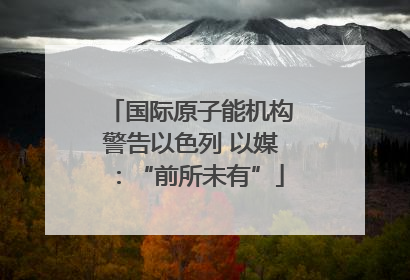 国际原子能机构警告以色列 以媒：“前所未有”