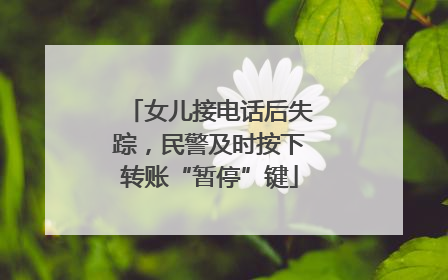 女儿接电话后失踪，民警及时按下转账“暂停”键