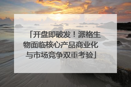 开盘即破发！派格生物面临核心产品商业化与市场竞争双重考验