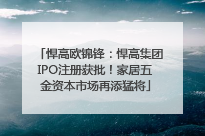 悍高欧锦锋：悍高集团IPO注册获批！家居五金资本市场再添猛将