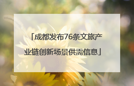 成都发布76条文旅产业链创新场景供需信息