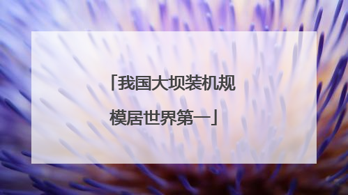 我国大坝装机规模居世界第一