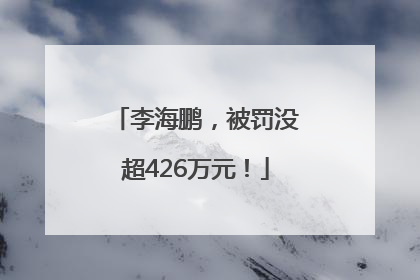 李海鹏，被罚没超426万元！