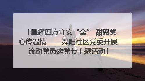 星耀四方守安“全” 甜聚党心传温情——舞阳社区党委开展流动党员建党节主题活动