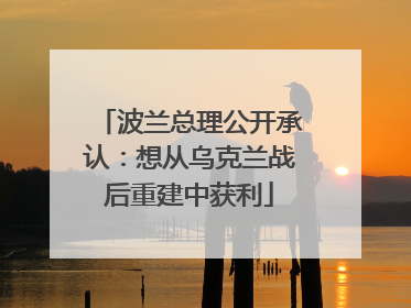 波兰总理公开承认：想从乌克兰战后重建中获利