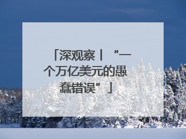 深观察丨“一个万亿美元的愚蠢错误”