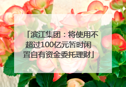 滨江集团：将使用不超过100亿元暂时闲置自有资金委托理财