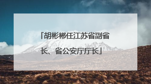 胡彬郴任江苏省副省长、省公安厅厅长