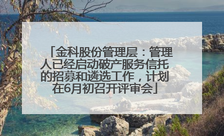 金科股份管理层：管理人已经启动破产服务信托的招募和遴选工作，计划在6月初召开评审会