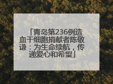 青岛第236例造血干细胞捐献者陈敬谦：为生命续航，传递爱心和希望