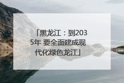 黑龙江：到2035年 要全面建成现代化绿色龙江